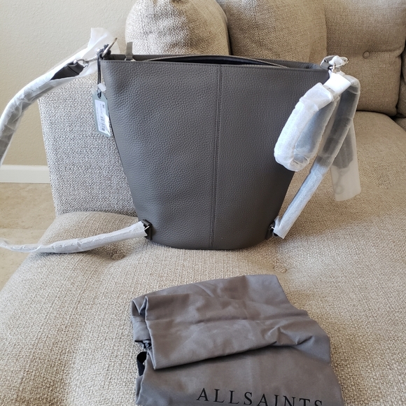 AllSaints Fetch Mink Grey Backpack NEW - Picture 12 of 16
